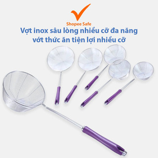 Vợt inox sâu lòng đa năng trụng bún phở nhúng lẩu chao vớt thức ăn tiện lợi nhiều cỡ