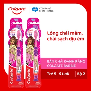 Bộ 2 bàn chải đánh răng Colgate họa tiết Barbie dành cho bé