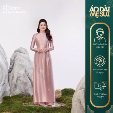 Áo Dài Mẹ, Áo Dài Bà Sui Cao Cấp Chất Lụa Ruby Loại 1 Hoạ Tiết Thêu Hoa Đính Kết Cổ Áo Tỉ Mỉ-Áo Dài Design