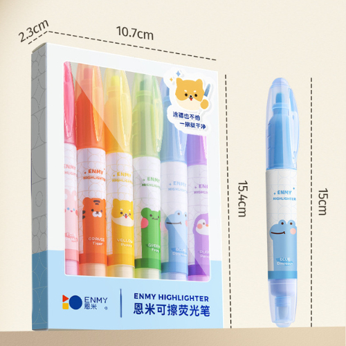 Set Bút Highlight Pastel 6 Màu, Bút Dạ Quang Màu Pastel Có Thể Xóa Được, Bút Nhớ Nhiều Màu
