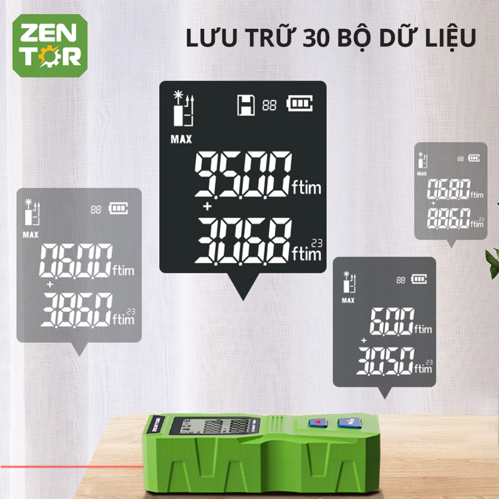 Thước đo khoảng cách laser 60/100m Chính Hãng Deli Zentor Máy đo đa năng bỏ túi nhỏ gọn | BigBuy360 - bigbuy360.vn