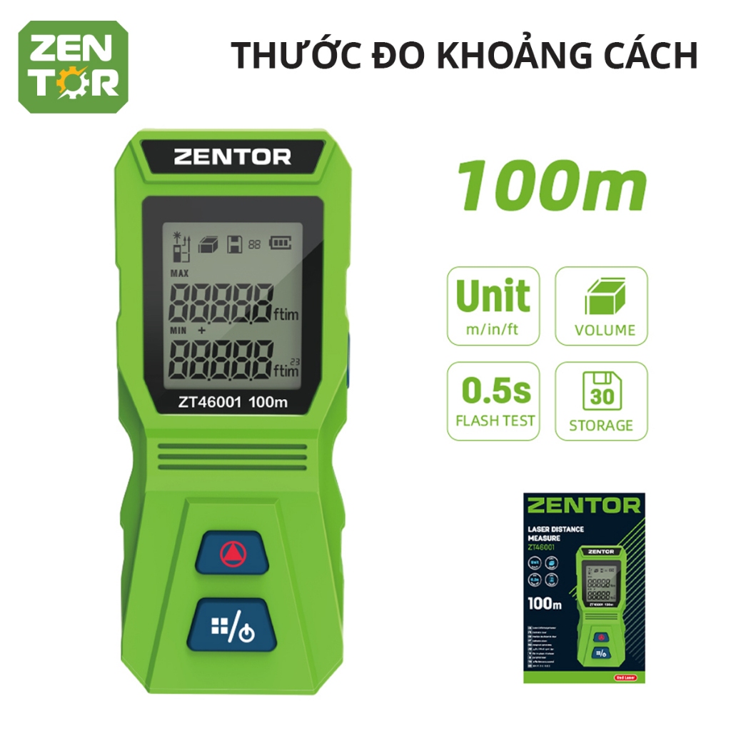 Thước đo khoảng cách laser 60/100m Chính Hãng Deli Zentor Máy đo đa năng bỏ túi nhỏ gọn | BigBuy360 - bigbuy360.vn