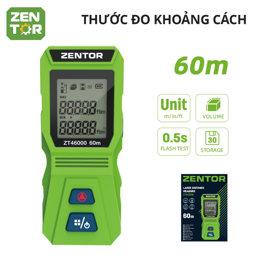 Thước đo khoảng cách laser 60/100m Chính Hãng Deli Zentor Máy đo đa năng bỏ túi nhỏ gọn | BigBuy360 - bigbuy360.vn