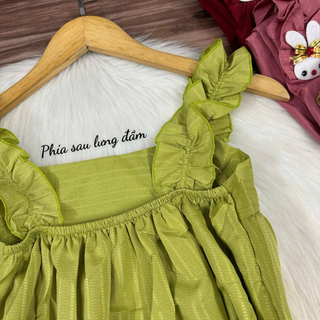 Đầm váy ngủ dây bản to nhún thun mặc nhà mặc ngủ dễ thương vải xốp phom dưới 57kg - D01