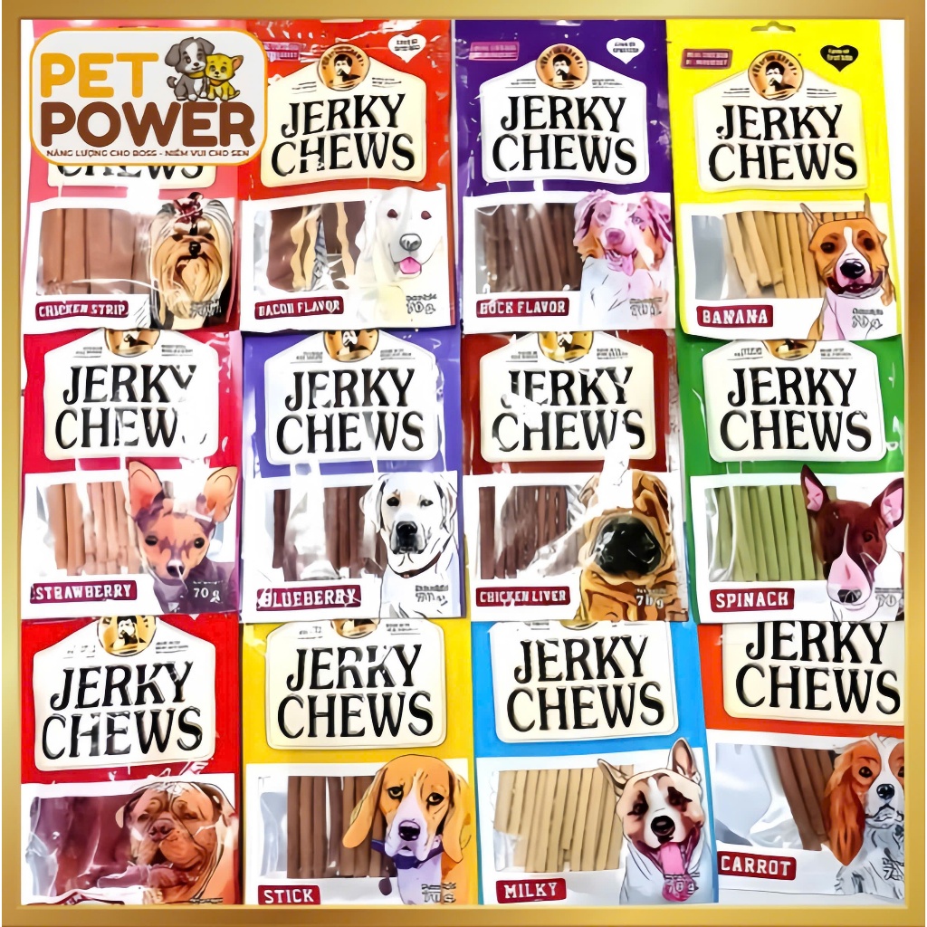 Bánh thưởng sấy dẻo JERKY CHEWS cho chó 70g