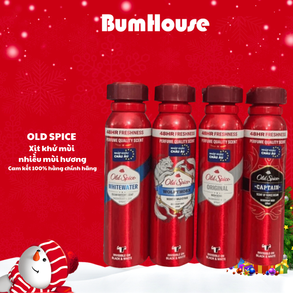 Xịt Khử Mùi Nam Old Spice Whitewater/Wolfthorn/Original/Captain 150ml