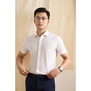 [T7_SALE 20%_HT] Áo Sơ Mi Trắng Ngắn Tay Knit Nhật 7SMCB302TRK Biluxury Kháng Khuẩn Tốt