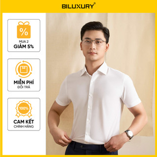 [T7_SALE 20%_HT] Áo Sơ Mi Trắng Ngắn Tay Knit Nhật 7SMCB302TRK Biluxury Kháng Khuẩn Tốt