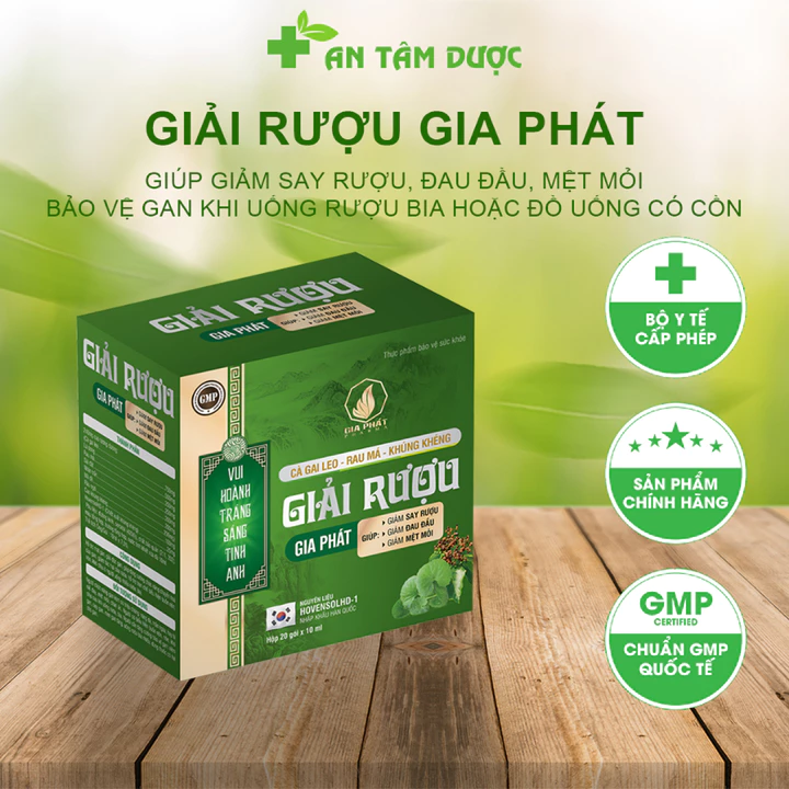 Gói Uống Giải Rượu Giảm Say Rượu, Đau Đầu, Hoa Mắt, Mệt Mỏi Cho Người Uống Bia Rượu, Giảm Gây Hại Cho Gan 20 Gói/Hộp