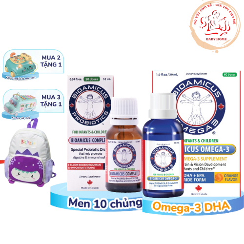 Bộ Đôi Cho Bé - BioAmicus Complete 10 Chủng lọ 10mL & BioAmicus Omega-3 DHA lọ 30mL