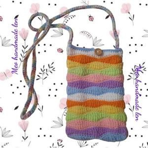 Túi đeo chéo sóng biển nhiều màu sắc - túi đựng điện thoại M12 - handmade len - crochet