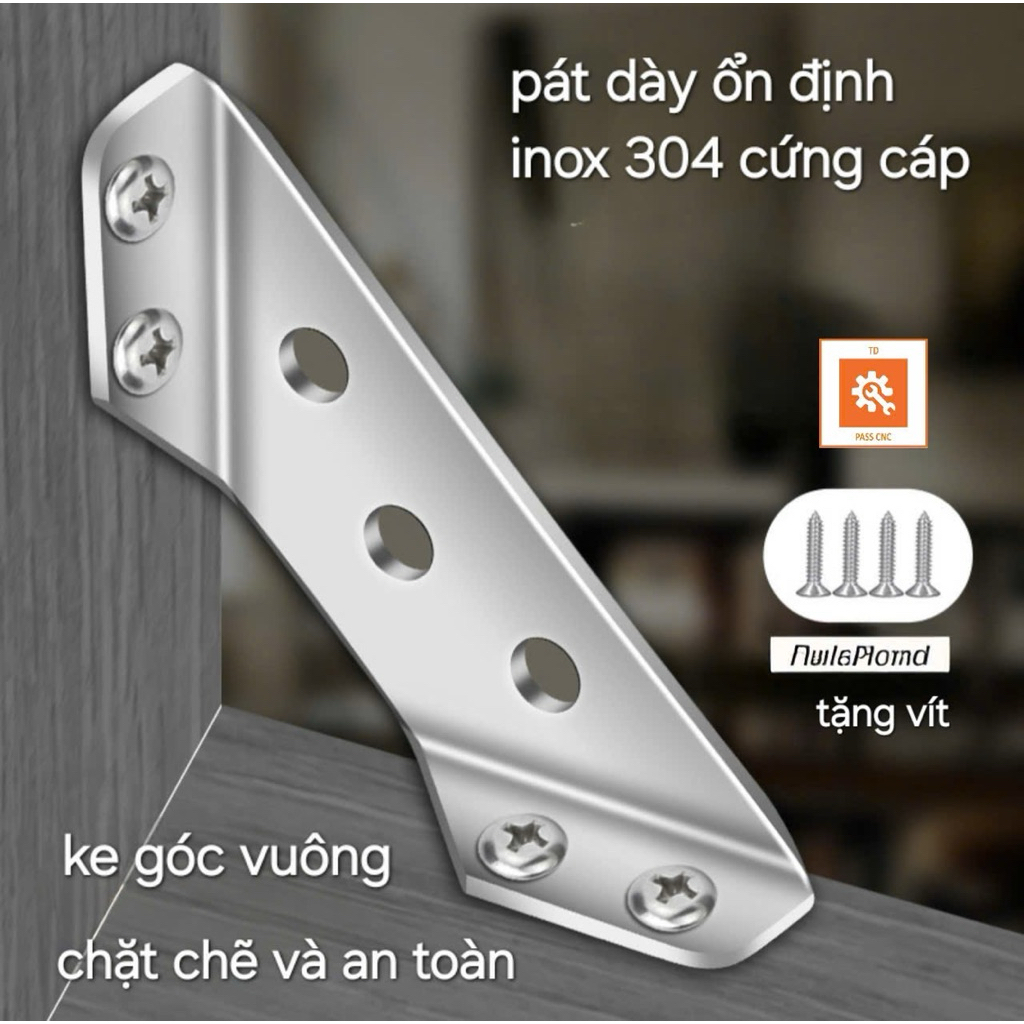 (8 cái) Ke Góc Vuông Đa Năng INOX 304 Pat Góc Vuông 90°Chốt Giữ 3 Mặt ...