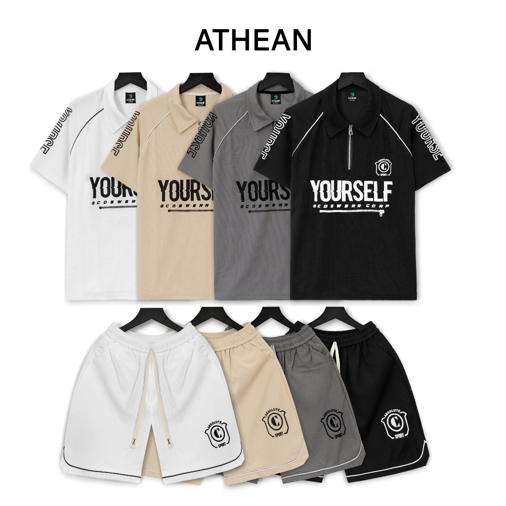Bộ quần áo ATHEAN ( M : YOU ) cổ bẻ chất vải tổ ong thoáng mát