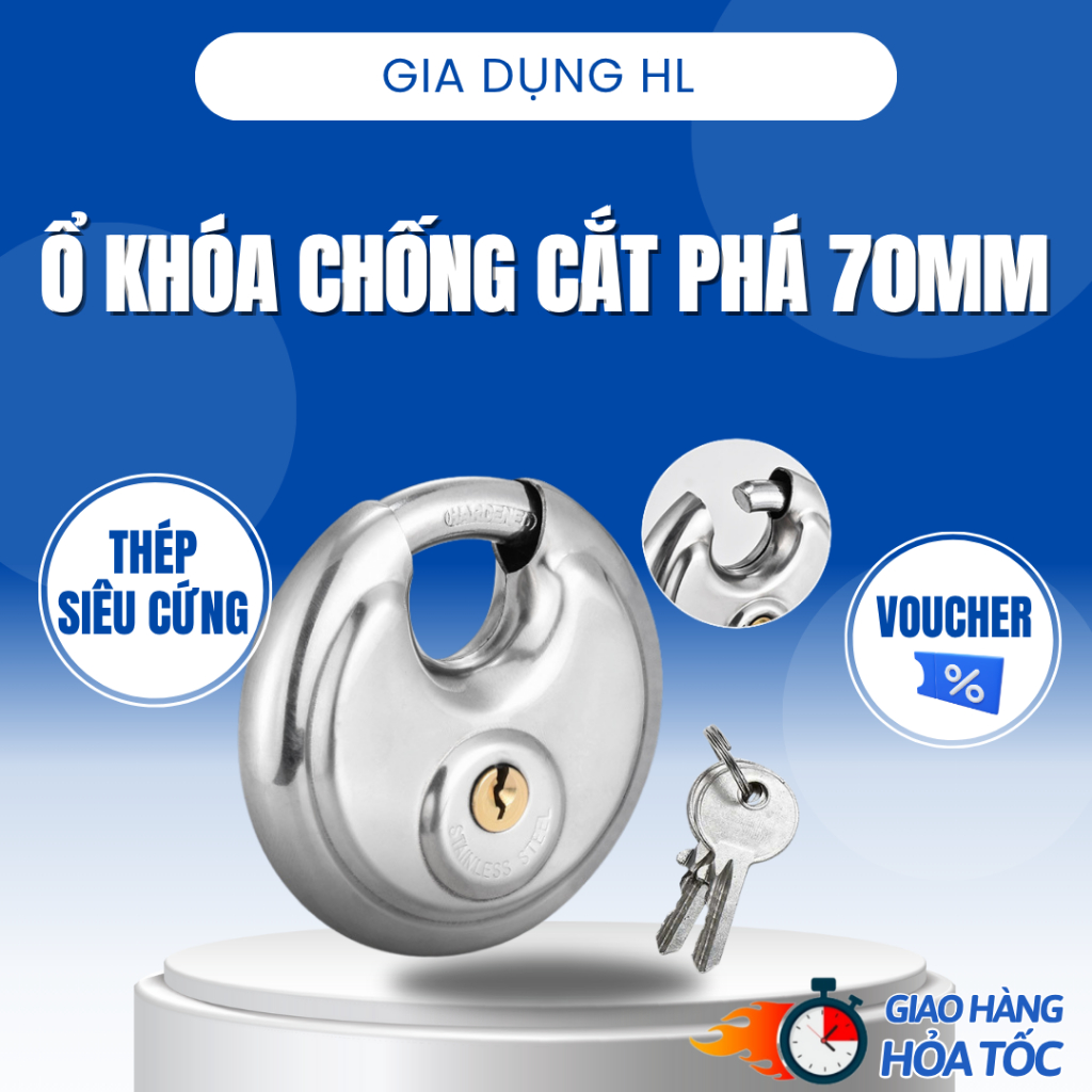 Khóa Chống Trộm Đa Năng 70mm – Cứng Cáp, Bền Bỉ, Chống Cắt Phá Hiệu Quả Cho Cửa Nhà & Phanh Đĩa Xe