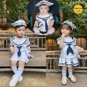 Sẵn Ship- Hỏa Tốc- Set Thủy Quân quốc khánh 2 tháng 9 tặng kèm Tất, mũ, túi đeo chéo cho bé trai, gái size 3-14kg, body