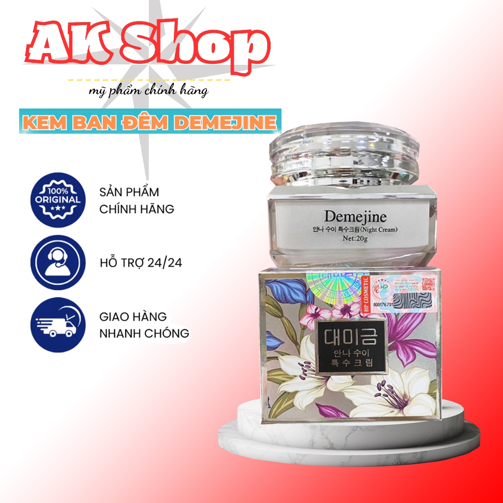 Lẻ Hộp Kem Ban Đêm DEMEJINE Skincare Women 20g Cấp Ẩm, Chống Lão Hóa, Dưỡng Trắng, Mờ Thâm Sạm Nám
