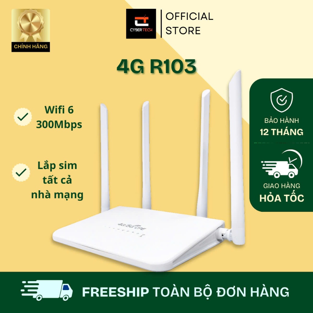 Bộ Phát Wifi 4G LTE R103 – Tốc Độ 300Mbps, Hỗ Trợ WiFi 6, SIM 4G, Thiết ...