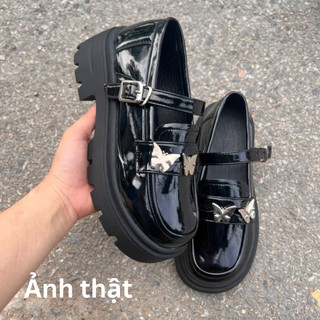 QC402 Giày búp bê lolita đế cao 6cm quai ngang mẫu mới chất da bóng siêu đẹp