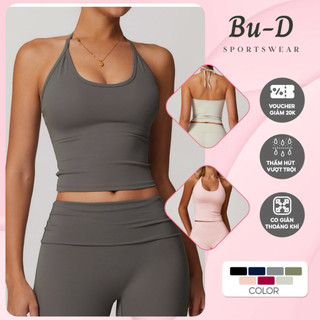 Áo tập gym nữ, tập yoga dáng yếm cột dây hở lưng sexy nâng ngực chất Poly co giãn mát mịn (Yem791)