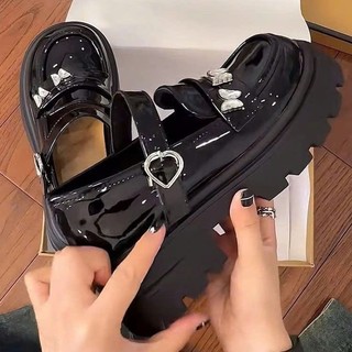 QC402 Giày búp bê lolita đế cao 6cm quai ngang mẫu mới chất da bóng siêu đẹp