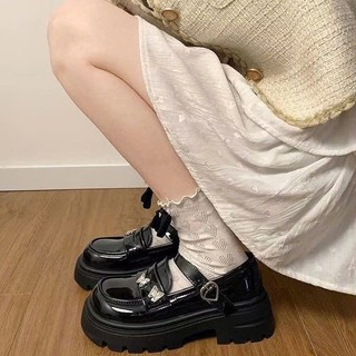 QC402 Giày búp bê lolita đế cao 6cm quai ngang mẫu mới chất da bóng siêu đẹp