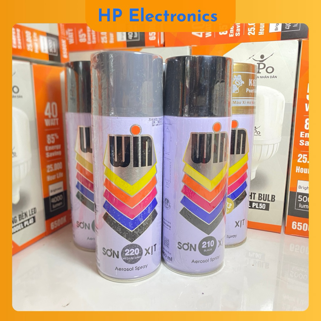 Sơn xịt WiN màu đen bóng 210
