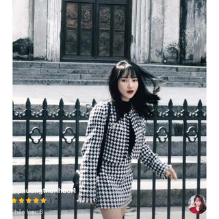 CHÂN VÁY DẠ TWEED KẺ CARO LOVE POEM TÍ NGOAN