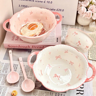 Set bát tô sứ 4 món siêu xinh hoạ tiết nơ hồng