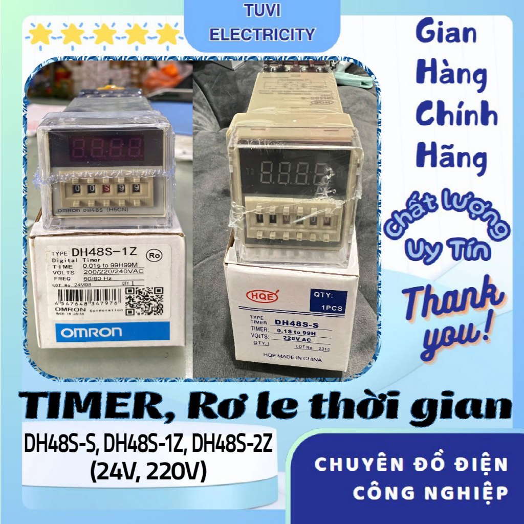 [Kèm đế] Rơ le thời gian (Timer) DH48S-S, DH48S-1Z, DH48S-2Z, 24V, 220V ...