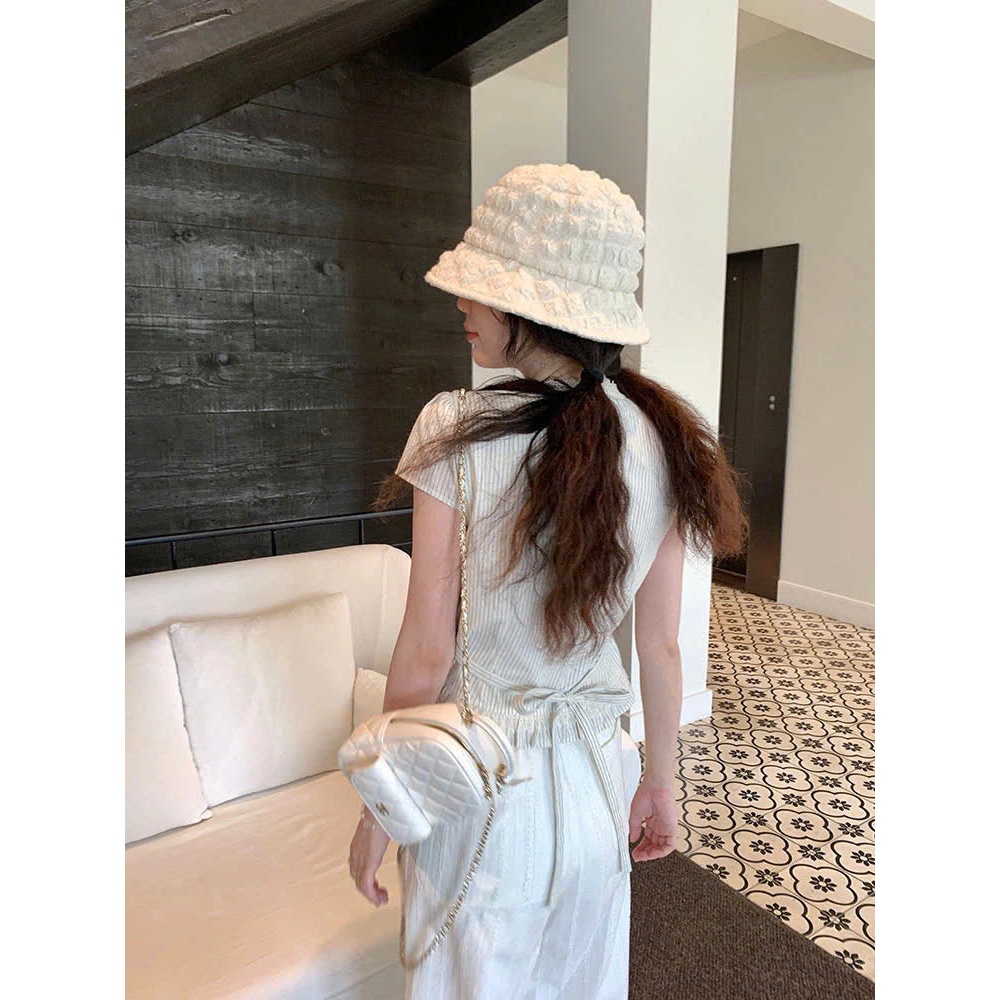 Áo sơ mi kẻ nữ cổ V viền ren Thanhhuyenclothings2 thắt eo tôn dáng
