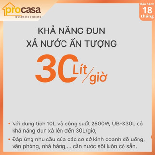 May đun nước nóng tự đông Unibar S30L - dung tích 10 lít - Công suất 30 lít/h