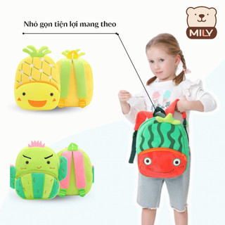 Balo Mini Hình Trái Cây Dễ Thương Cho Bé Từ 1 - 5 Tuổi, Vải Nhung Mềm, Nhẹ Vai, Đi Học & Đi Chơi