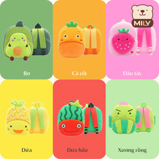 Balo Mini Hình Trái Cây Dễ Thương Cho Bé Từ 1 - 5 Tuổi, Vải Nhung Mềm, Nhẹ Vai, Đi Học & Đi Chơi