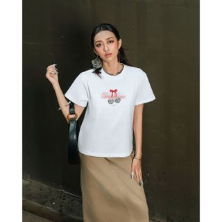 Áo Thun Nữ JP Fashion Ngắn Tay, Cổ Tròn Cherish Love Basic Ngọt Ngào,Thoáng Mát Dễ Phối Đồ 10211923