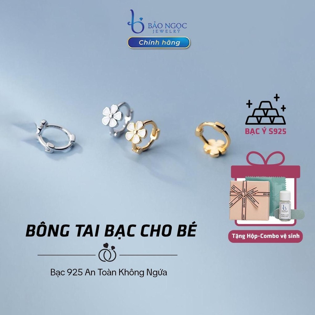 Bông tai bạc cho bé bạc s925 hoa 5 cánh, Khuyên tai bạc cho mọi ứa tuổi an toàn không ngứa - B2706