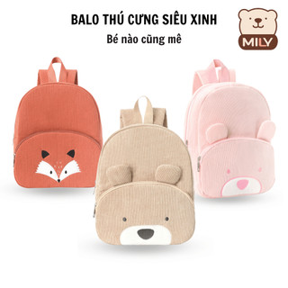 Balo Hình Thú Dễ Thương, Cho Bé 1 - 5 Tuổi Đi Chơi, Đi Học, Chất Vải Nhung Tăm Cao Cấp