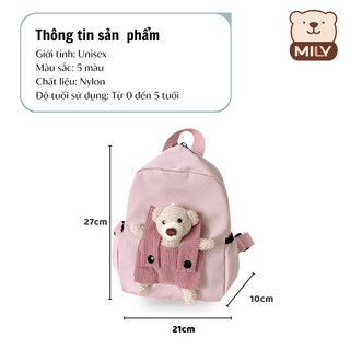 Balo Mầm Non Cao Cấp, Kèm Gấu Xinh, Dây Mềm Chống Gù, Đi Học Đi Chơi Cho Bé 1 - 5 Tuổi