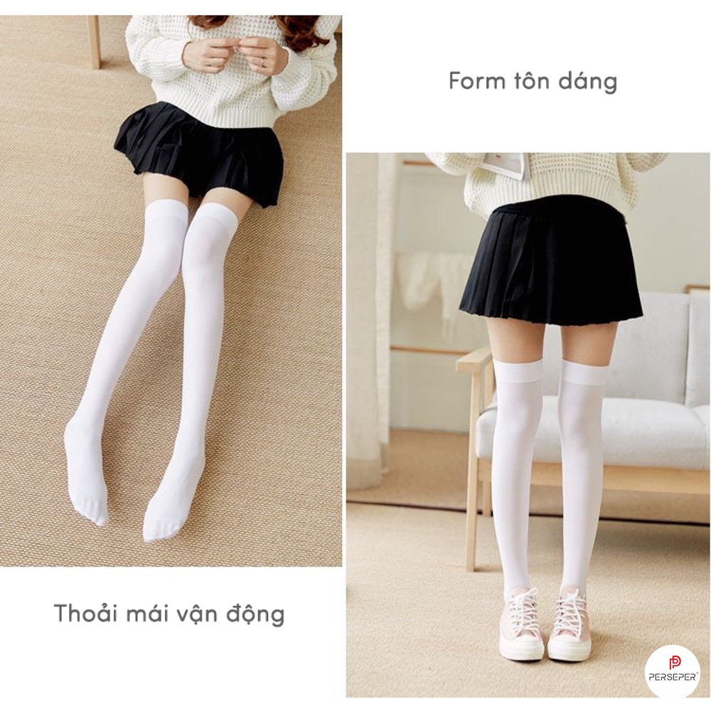 Tất vớ nữ màu đen 3 chiều cao phong cách basic loli, chất liệu cotton co giãn 4 chiều - Ekiu Shop