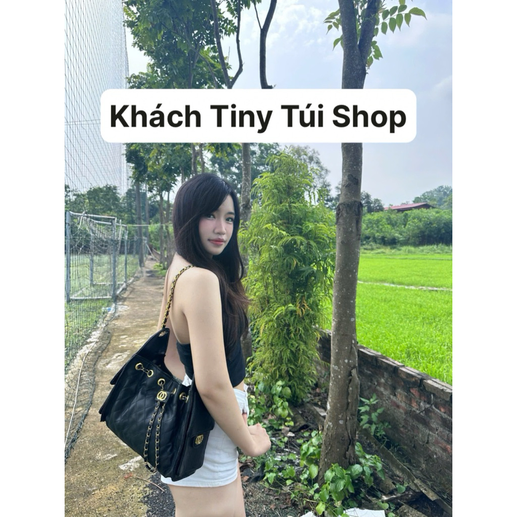 Túi xách công sở co,co dây rút hot trend sang chảnh dễ mix đồ đeo va
