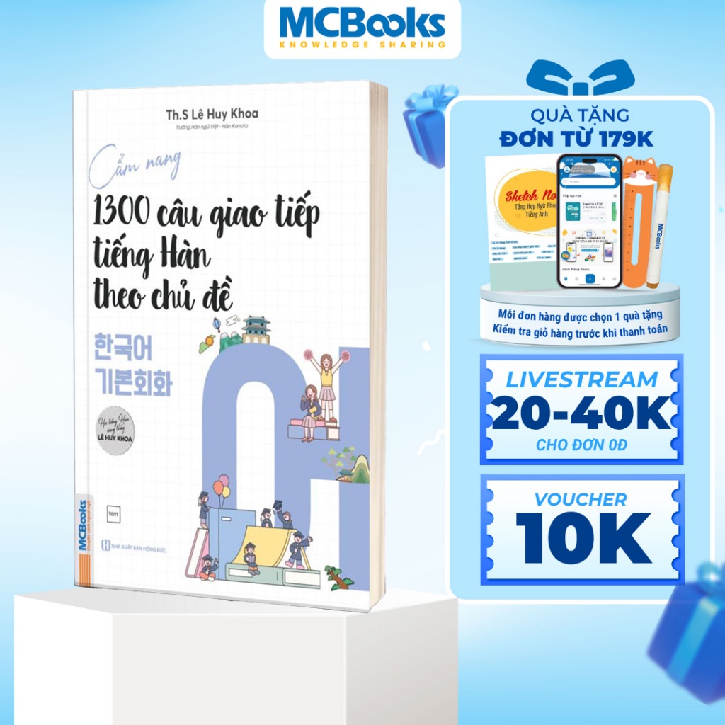 Sách - Cẩm nang 1300 câu giao tiếp tiếng Hàn theo chủ đề –  Bí quyết nói tiếng Hàn tự nhiên cho người mới bắt đầu