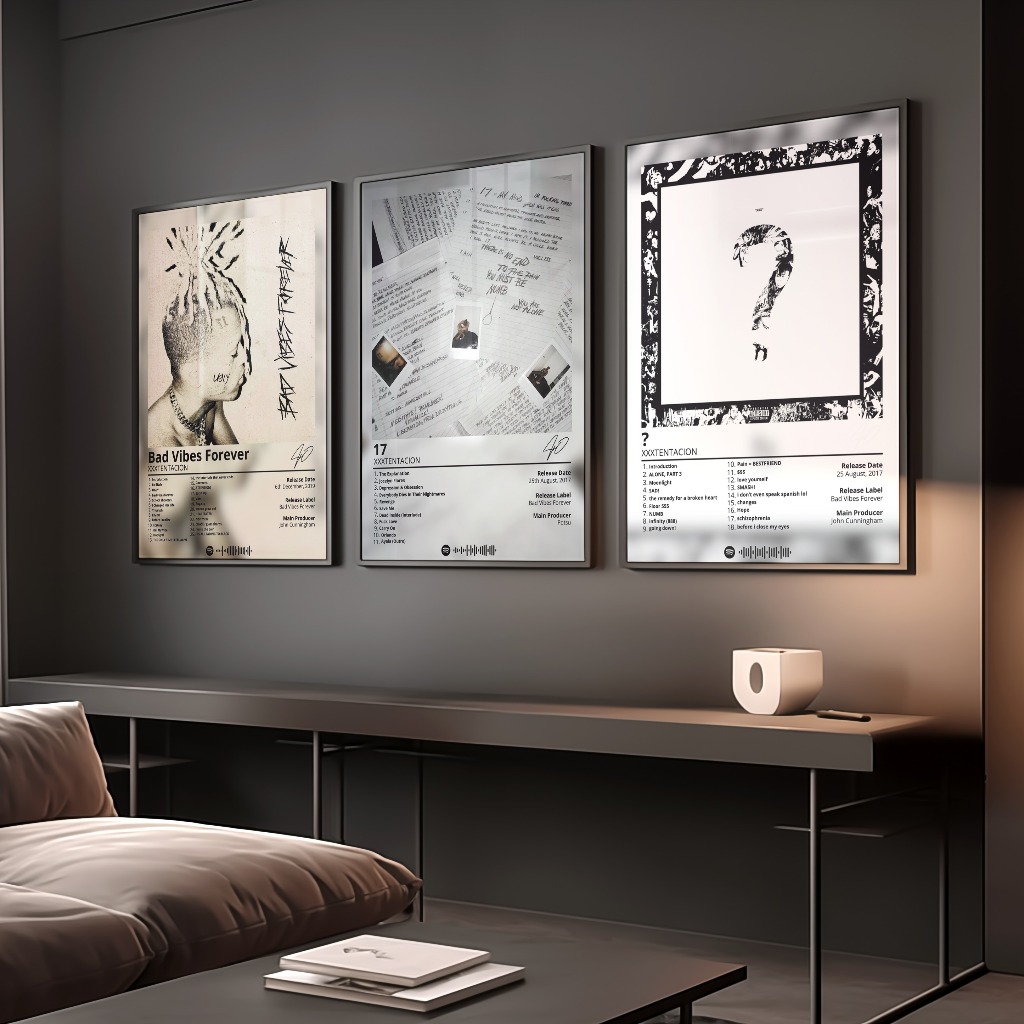 Poster Album Âm Nhạc của XXXTENTACION Có Khung Tráng Gương Treo Tường Decor Phòng Khách Phòng Ngủ Không Gian Làm Việc
