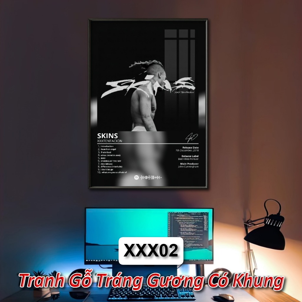 Poster Album Âm Nhạc của XXXTENTACION Có Khung Tráng Gương Treo Tường Decor Phòng Khách Phòng Ngủ Không Gian Làm Việc