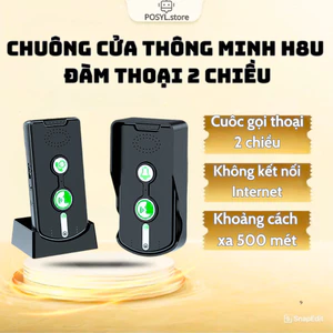Bộ chuông cửa không dây - không internet, kết nối siêu nhạy - giao tiếp 2 chiều, đế sạc trực tiếp, tiêu thụ cực thấp - b