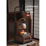 Bộ Ấm Bếp 3in1 Gỗ Óc Chó Tự Nhiên Ấm Gốm Bếp Điện Mini Giá Treo Thiết Kế Hiện Đại An Toàn Tiện Ích — ảnh 1