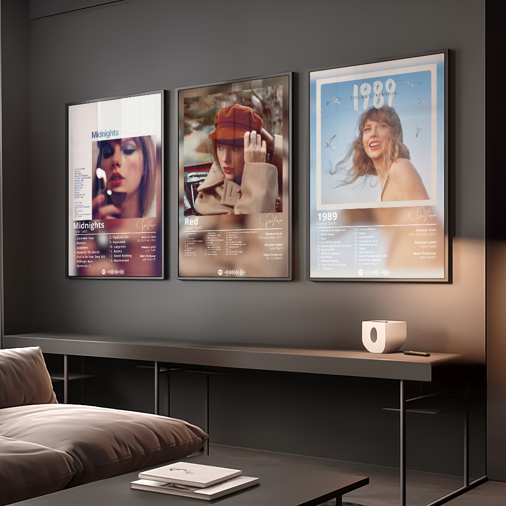Poster Album Âm Nhạc của Taylor Swift Có Khung Tráng Gương Treo Tường Decor Phòng Khách Phòng Ngủ Không Gian Làm Việc