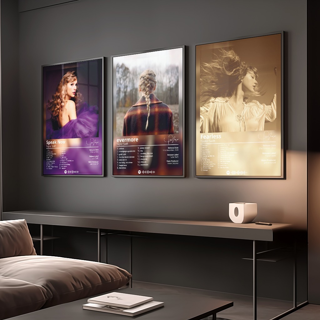 Poster Album Âm Nhạc của Taylor Swift Có Khung Tráng Gương Treo Tường Decor Phòng Khách Phòng Ngủ Không Gian Làm Việc