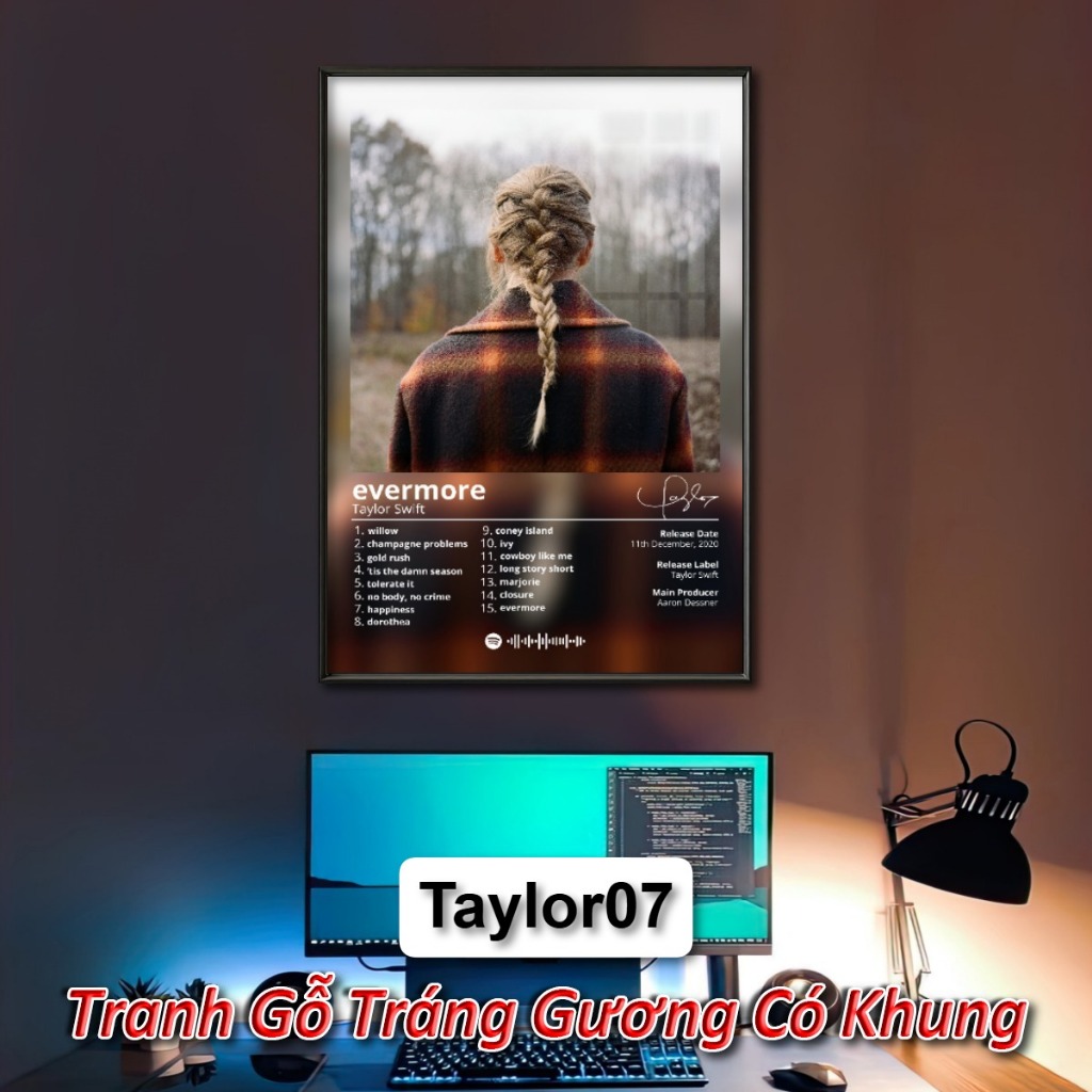Poster Album Âm Nhạc của Taylor Swift Có Khung Tráng Gương Treo Tường Decor Phòng Khách Phòng Ngủ Không Gian Làm Việc
