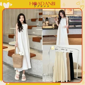 Váy ba lỗ đũi gân 2 lớp váy sát nách dáng dài chất liệu đũi gân, Váy maxi dáng suông siêu xinh