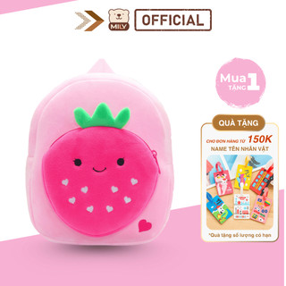 Balo Mini Hình Trái Cây Dễ Thương Cho Bé Từ 1 - 5 Tuổi, Vải Nhung Mềm, Nhẹ Vai, Đi Học & Đi Chơi
