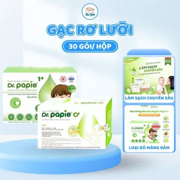 Gạc Rơ Lưỡi Thảo Mộc Dr Papie – Gạc Rơ Lưỡi Cho Trẻ Sơ Sinh - Hộp 30 Gói - Kháng Khuẩn, Làm Sạch